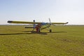 Skydivers taking off costumed like Easter eggs 